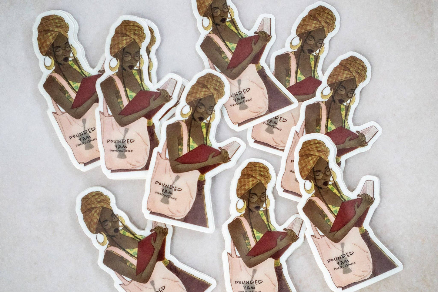 Black Girl Reading Waterproof Die Cut Sticker