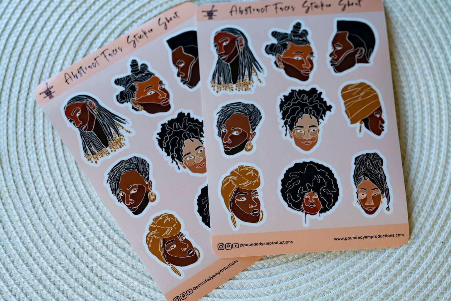 Black Women Line Art Sticker Sheets