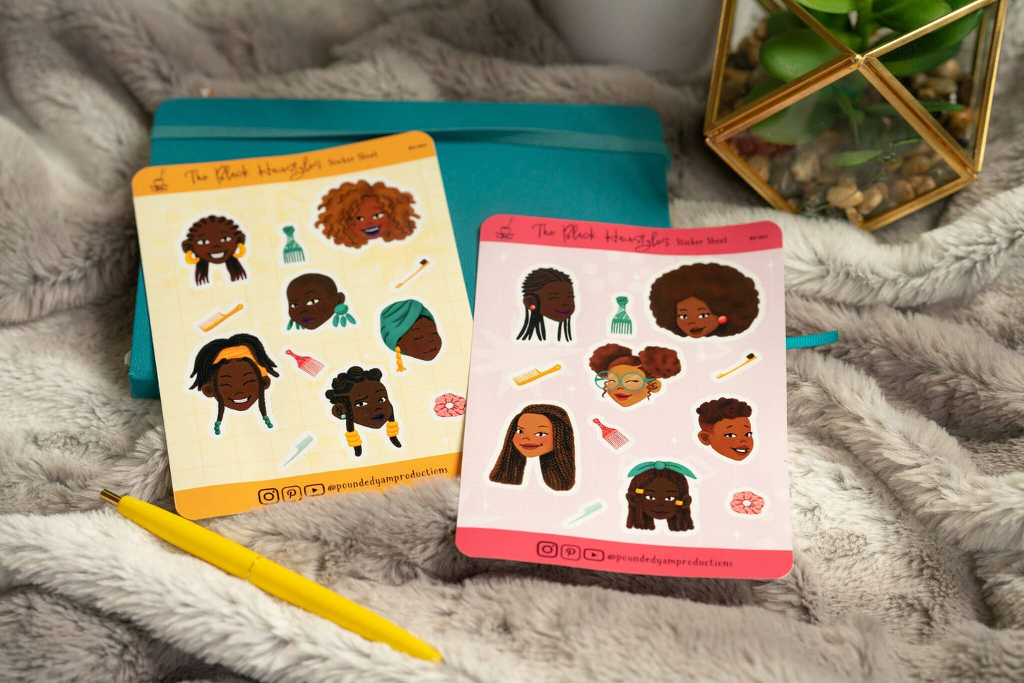 Black Girl Black Hair Stickers Sheet