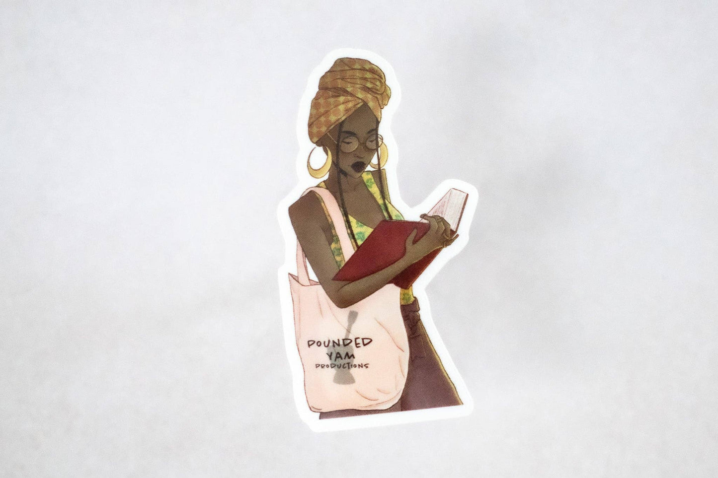 Black Girl Reading Waterproof Die Cut Sticker