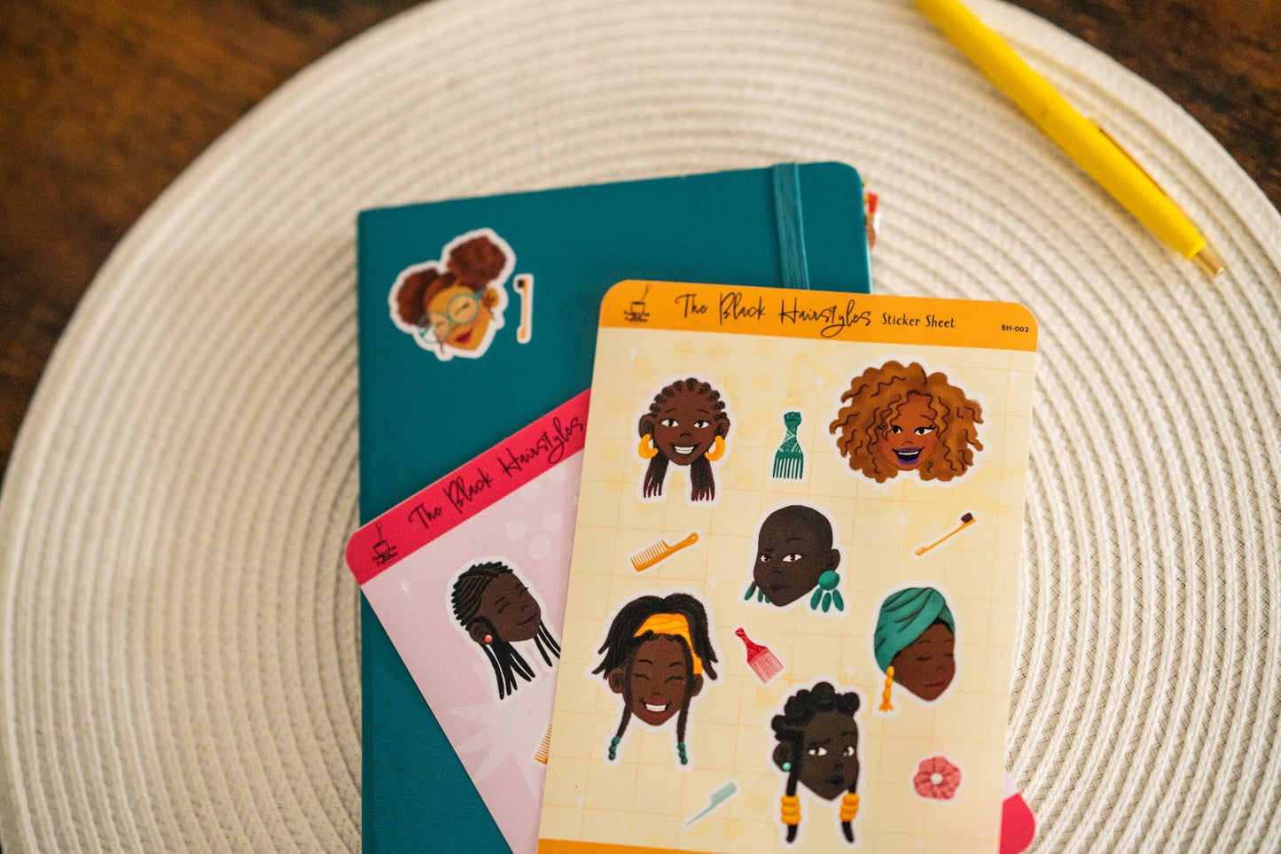 Black Girl Black Hair Stickers Sheet
