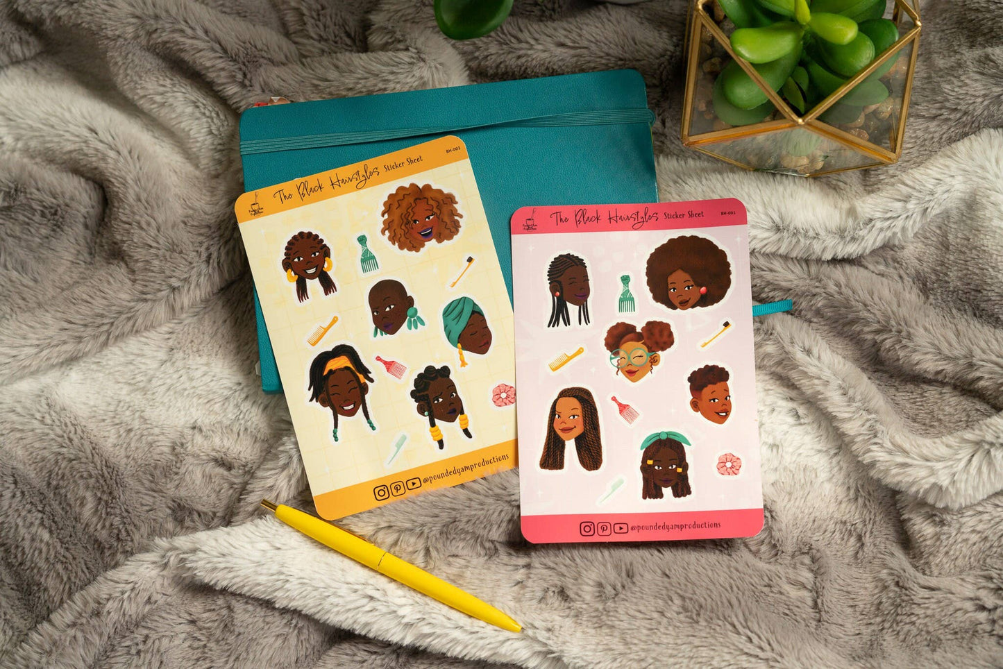 Black Girl Black Hair Stickers Sheet