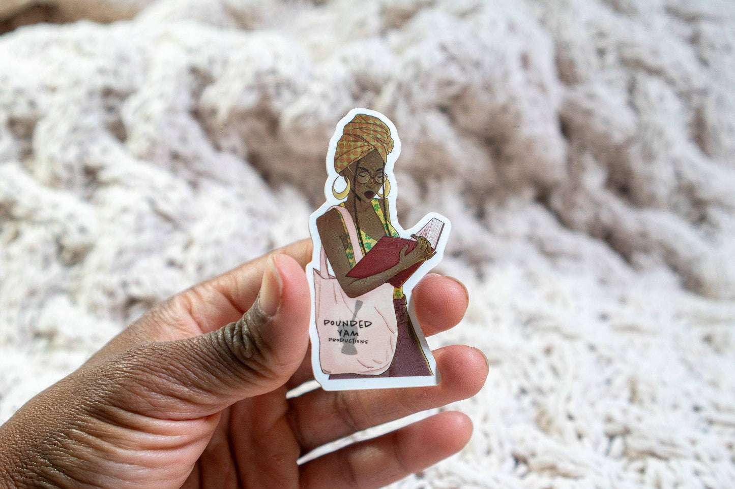 Black Girl Reading Waterproof Die Cut Sticker