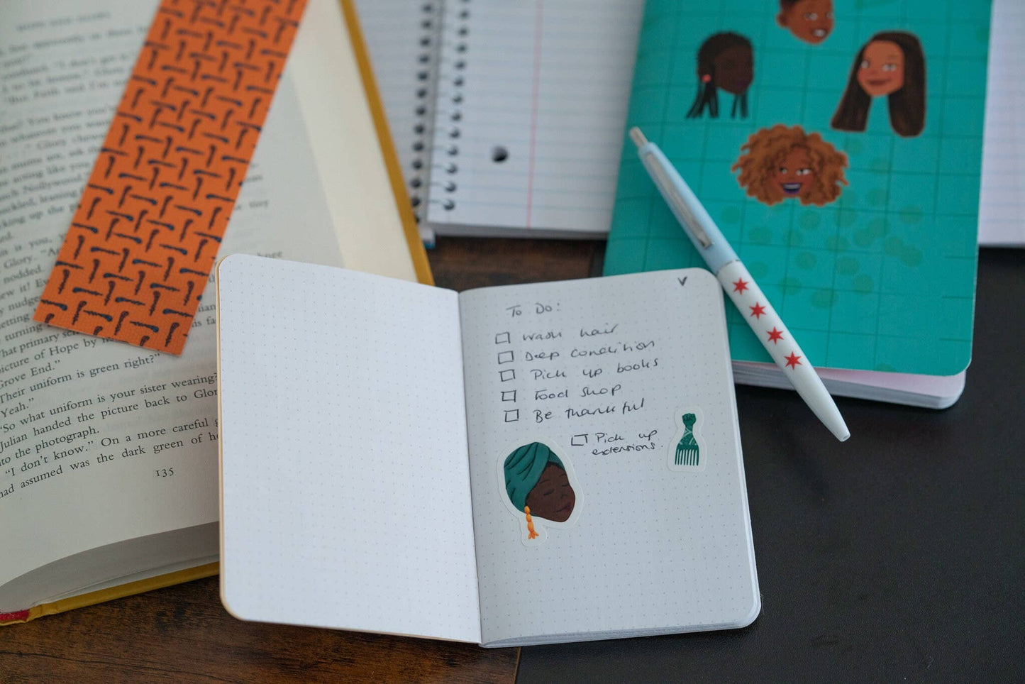 Black Girl Black Hair Stickers Sheet