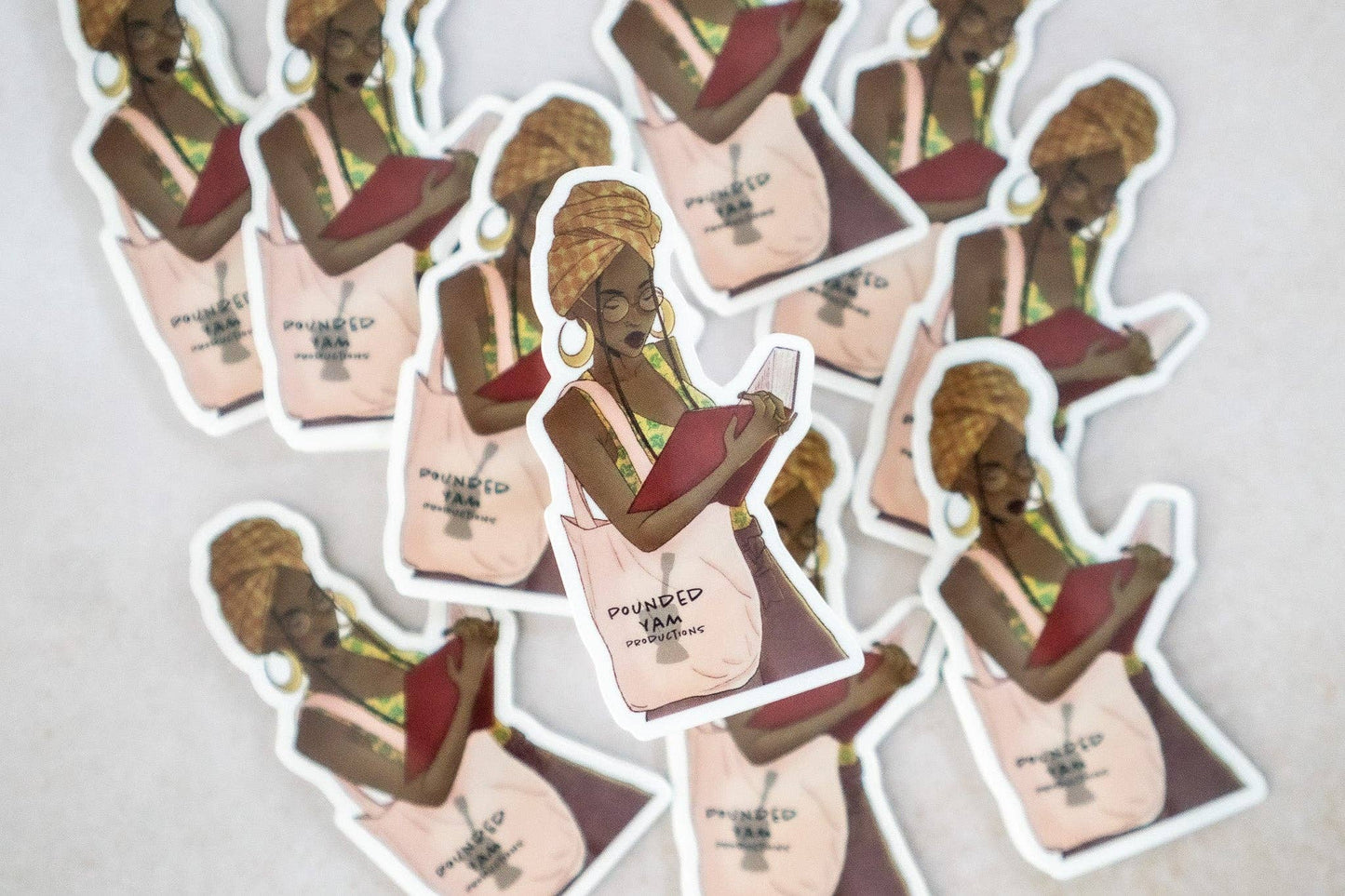Black Girl Reading Waterproof Die Cut Sticker