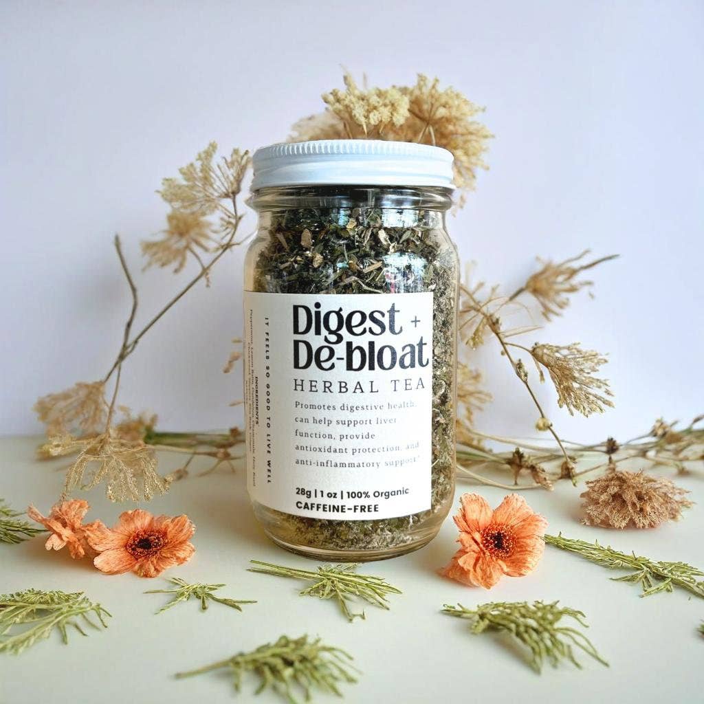 Digest + De-bloat Loose Leaf Herbal Tea | Glass Jar