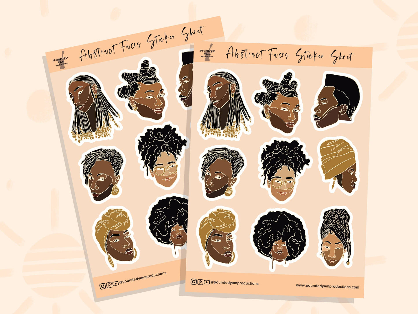 Black Women Line Art Sticker Sheets